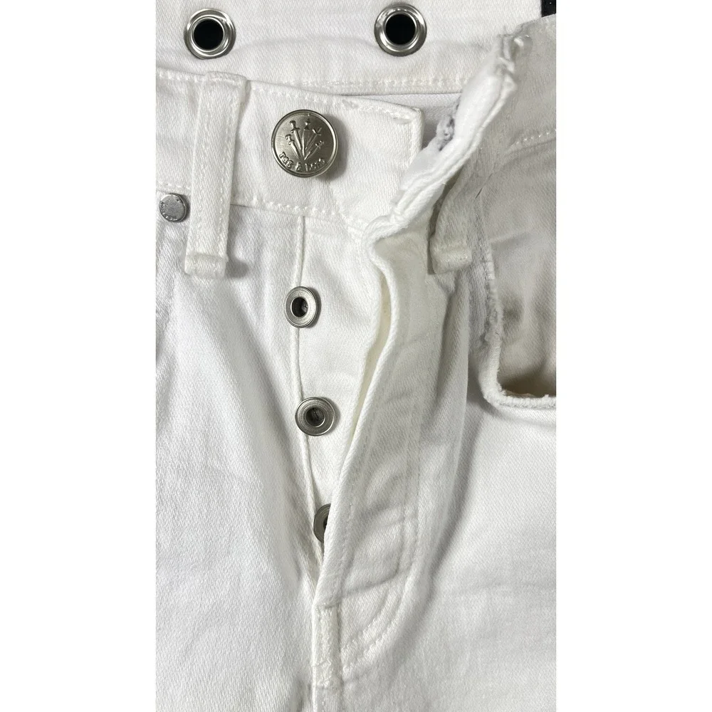 Rag & Bone Women Maya High-Rise Ankle Straight Jeans Size 23 Vintage White USA